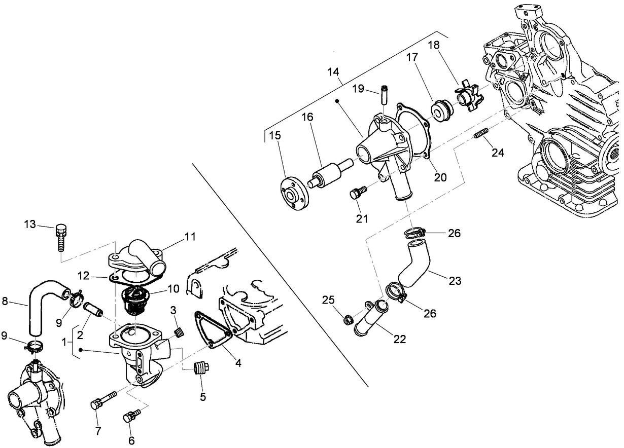 Water Flange and Thermostat Assembly