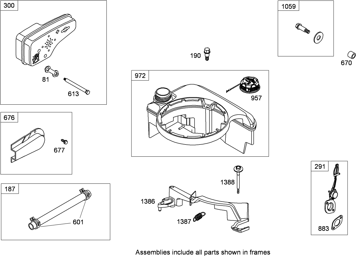 Muffler and Fuel Tank Assembly  Briggs and Stratton 126T02-0233-B1