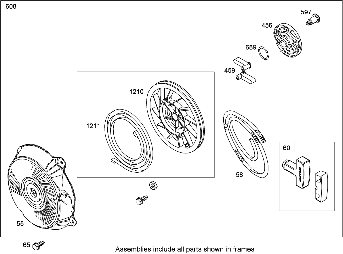 Rewind Starter Assembly  Briggs and Stratton 126302-0321-B8
