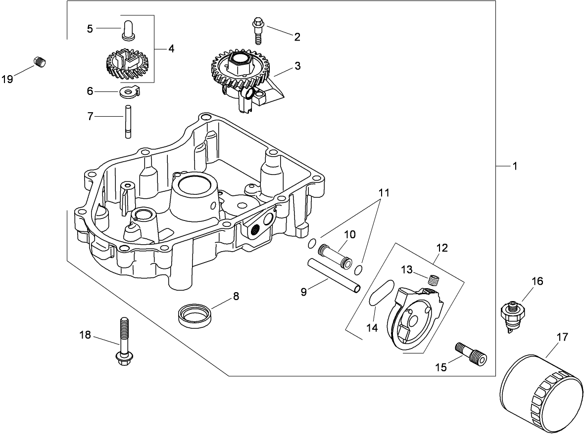 Oil Pan and Lubrication Assembly  Kohler SV830-0013