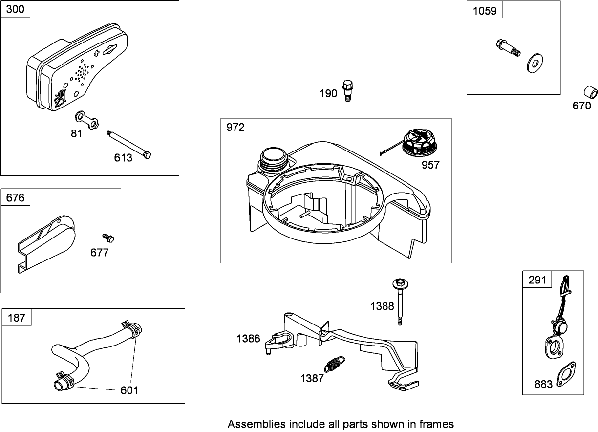 Muffler and Fuel Tank Assembly  Briggs and Stratton 126T07-0238-B1