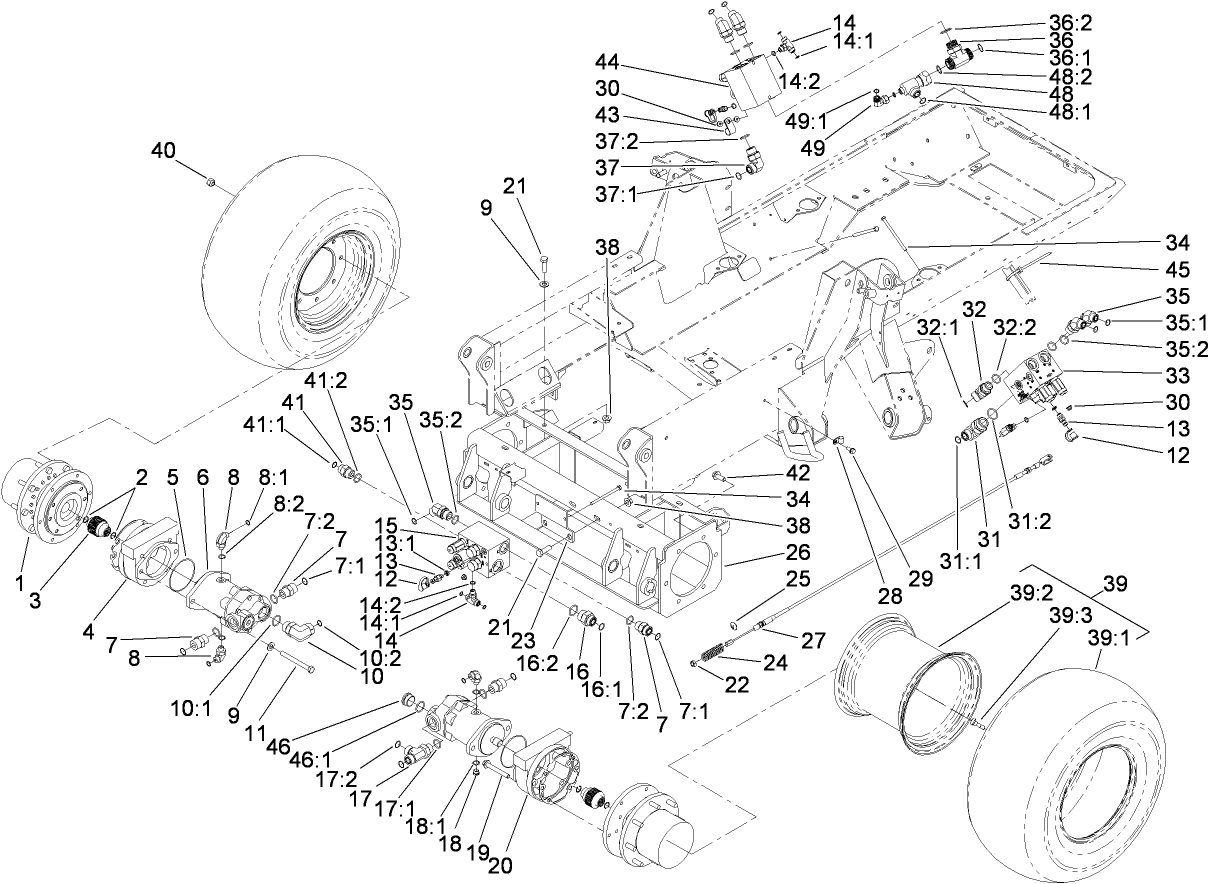 Planetary, Brake and Tire Assembly