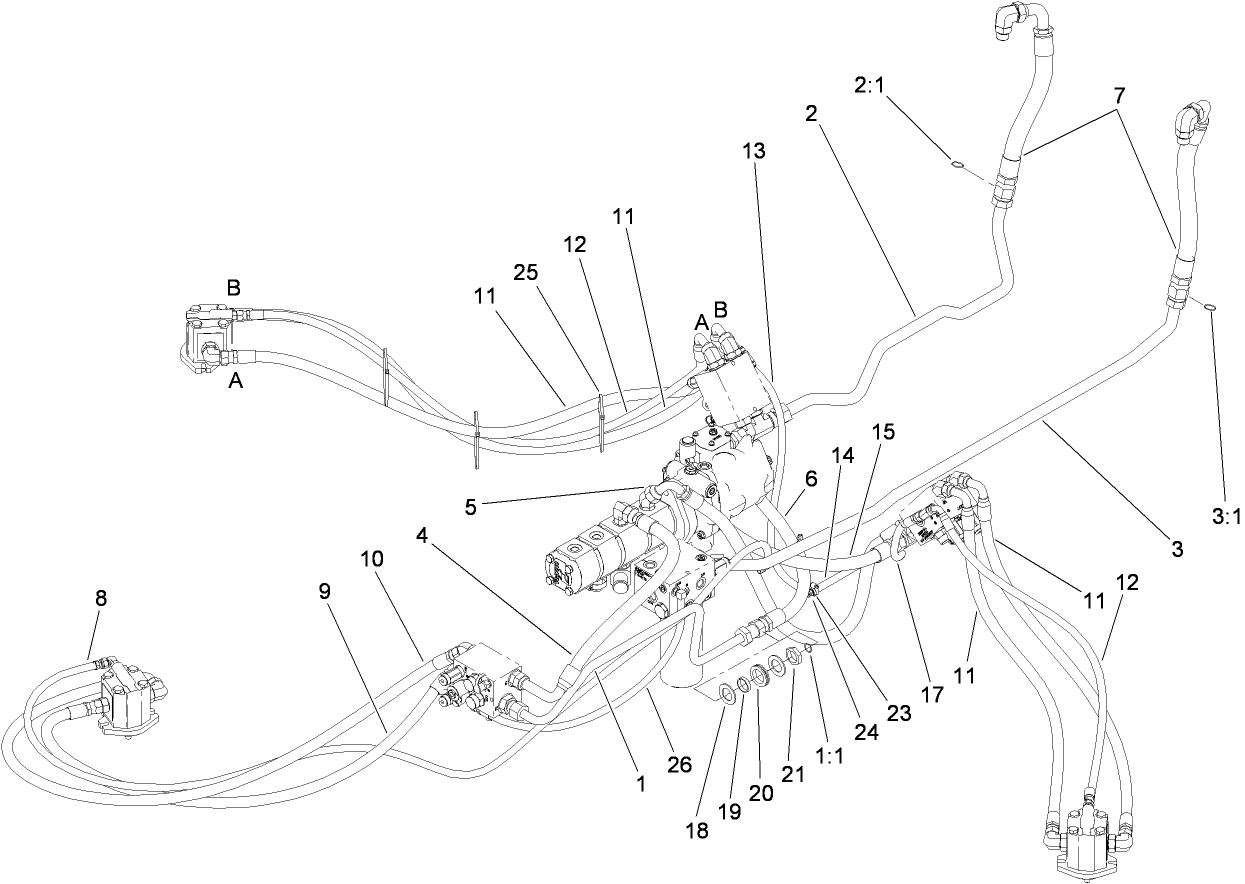 Power-Take-Off Hydraulic Plumbing Assembly