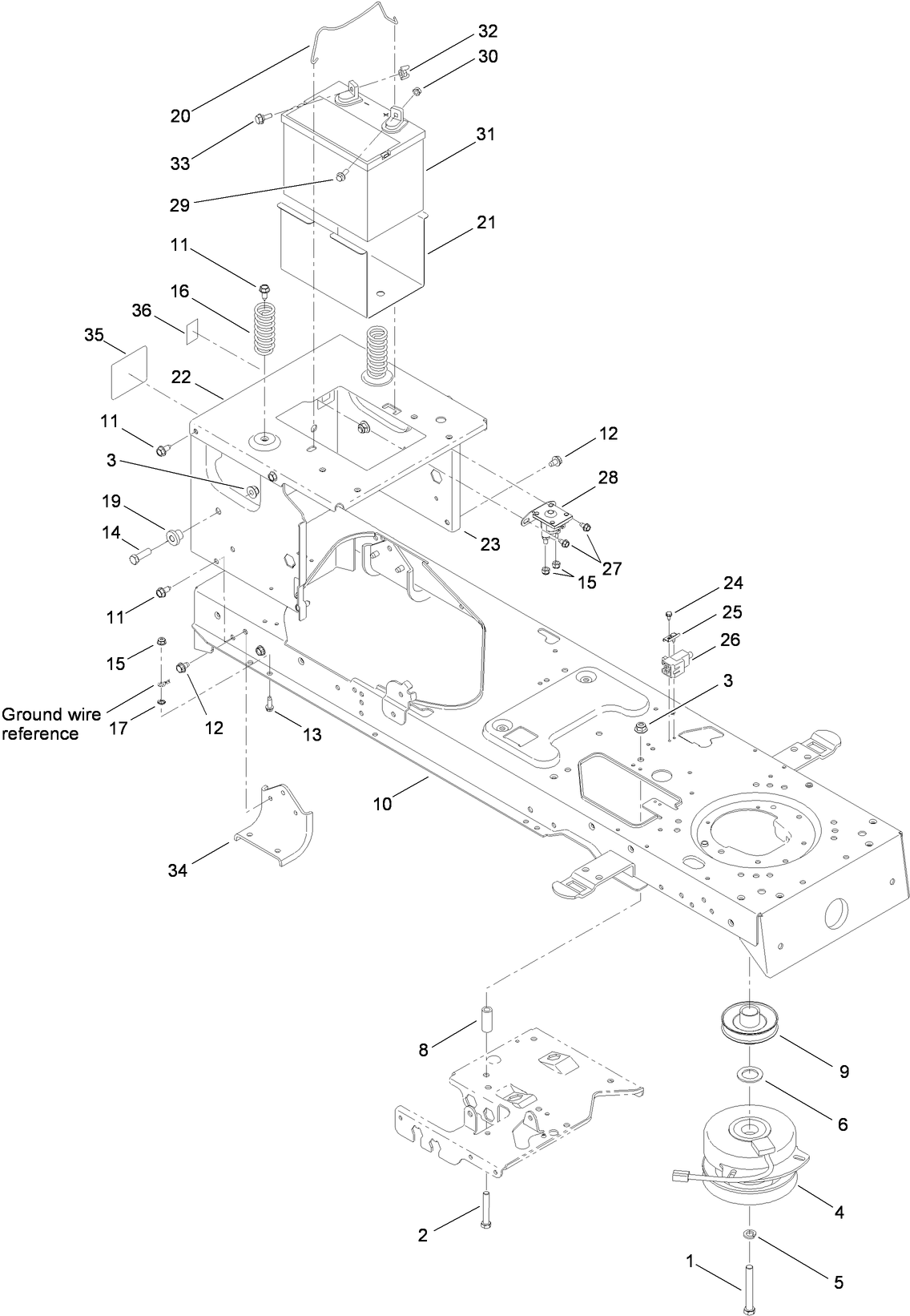 Frame, Battery and Electric PTO Assembly