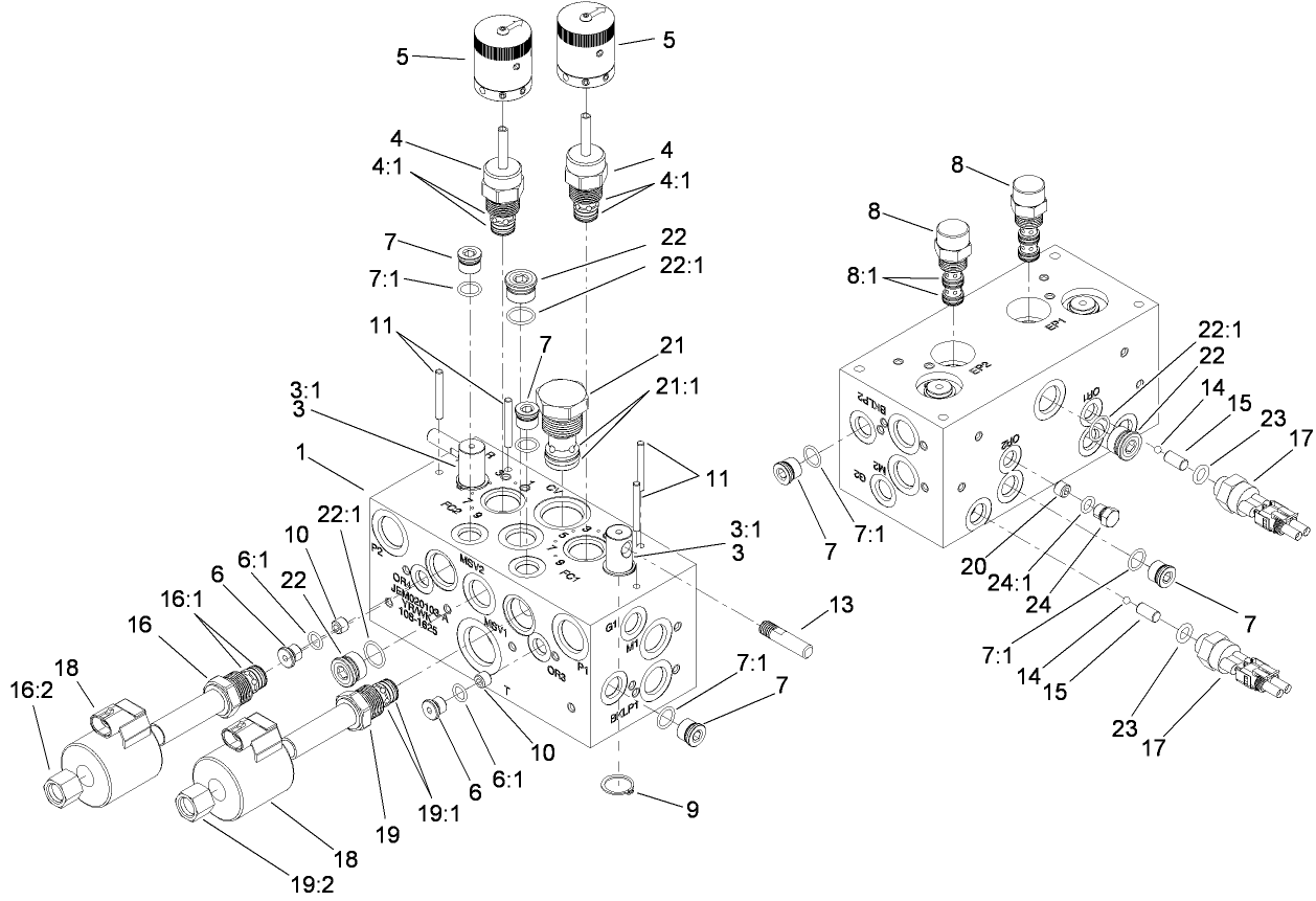 Hydraulic Manifold Block Assembly No. 108-1625