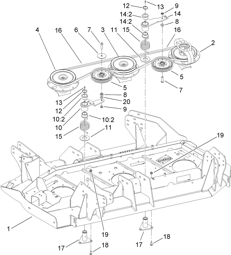 Left Deck Belt and Pulley Assembly