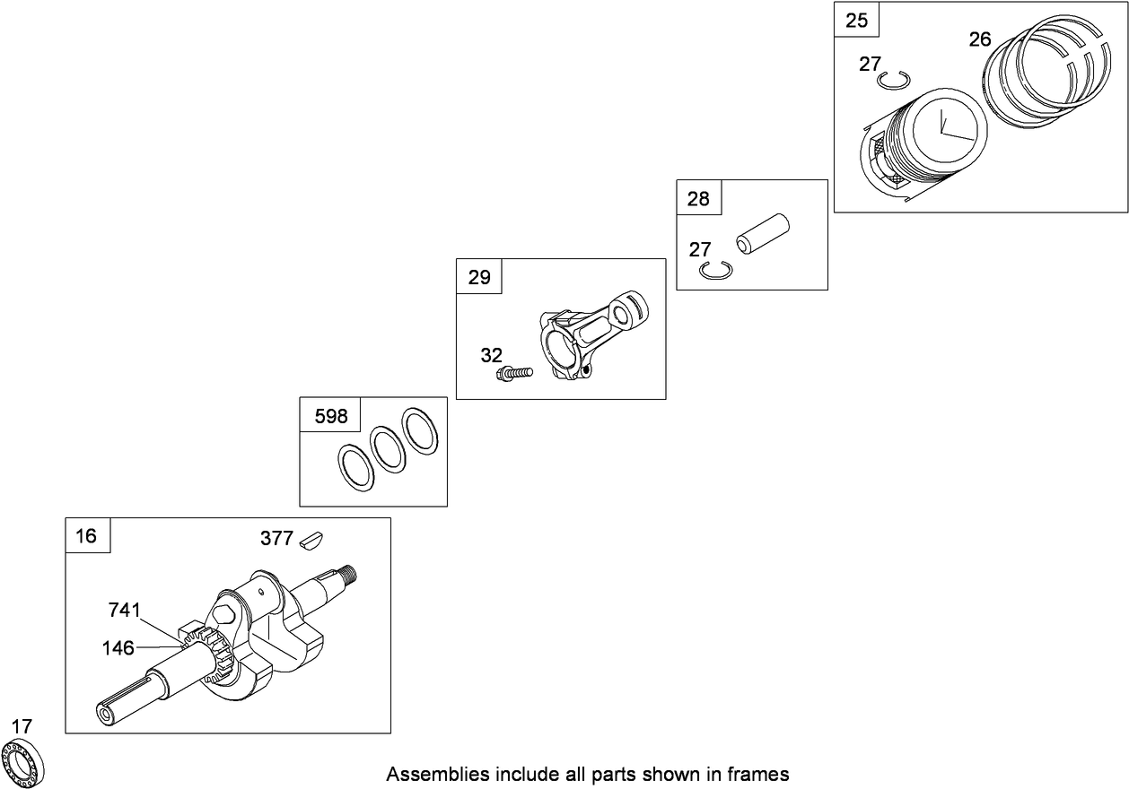 Crankshaft and Piston/Ring Assembly  Briggs and Stratton 295440-0153-G1