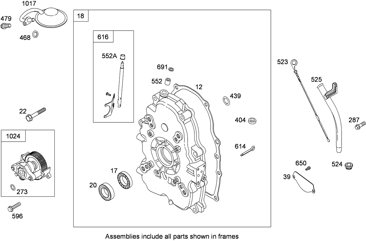 Crankcase Cover/Sump Assembly  Briggs and Stratton 295440-0153-G1