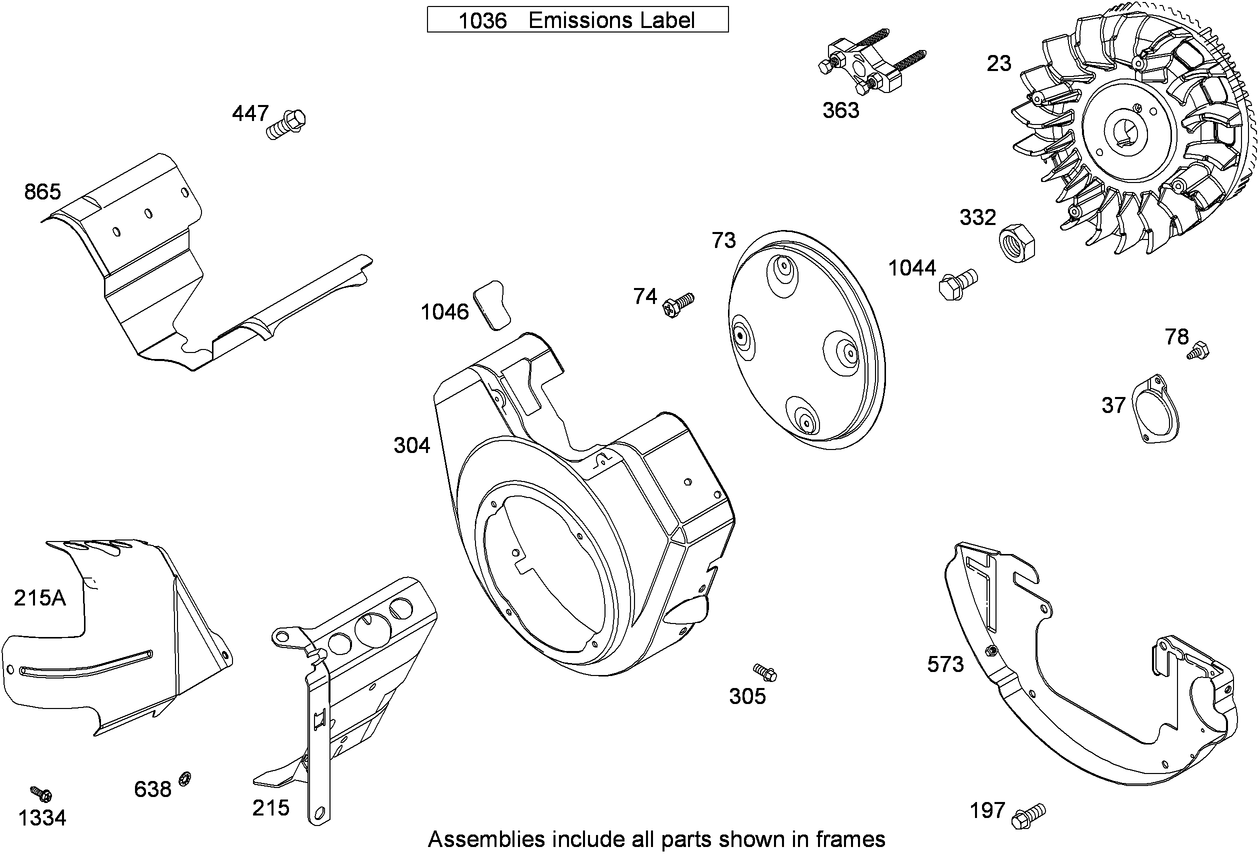 Blower Housing, Flywheel and Air Guide Assembly  Briggs and Stratton 295440-0153-G1
