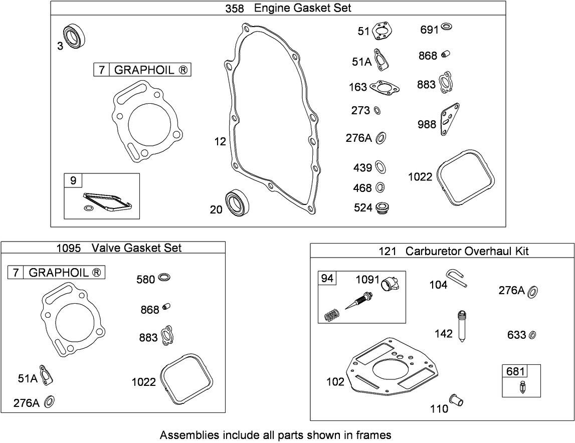Engine Gasket and Carburetor Overhaul Kit  Briggs and Stratton 295440-0153-G1