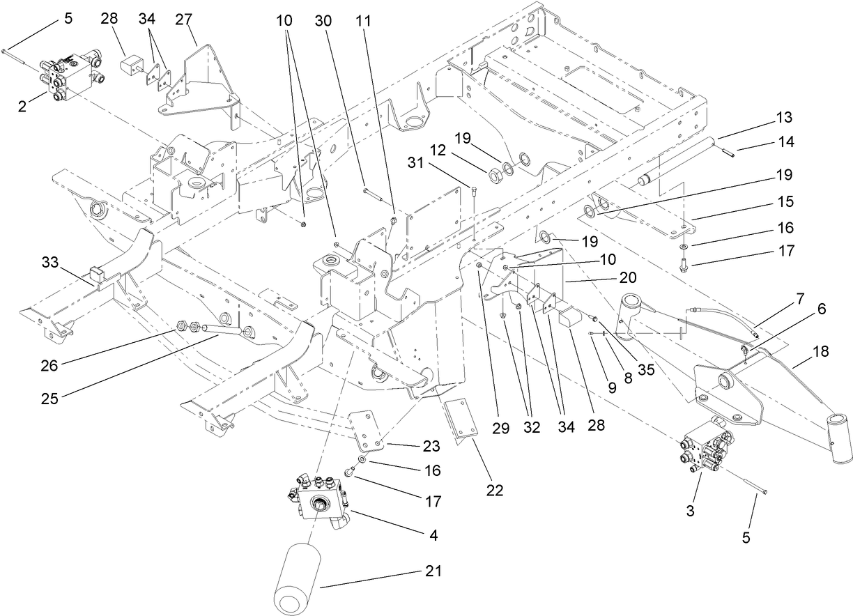 Frame, Rear Axle Mount and Bumper Assembly