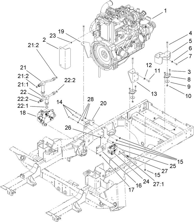 Engine and Mount Assembly