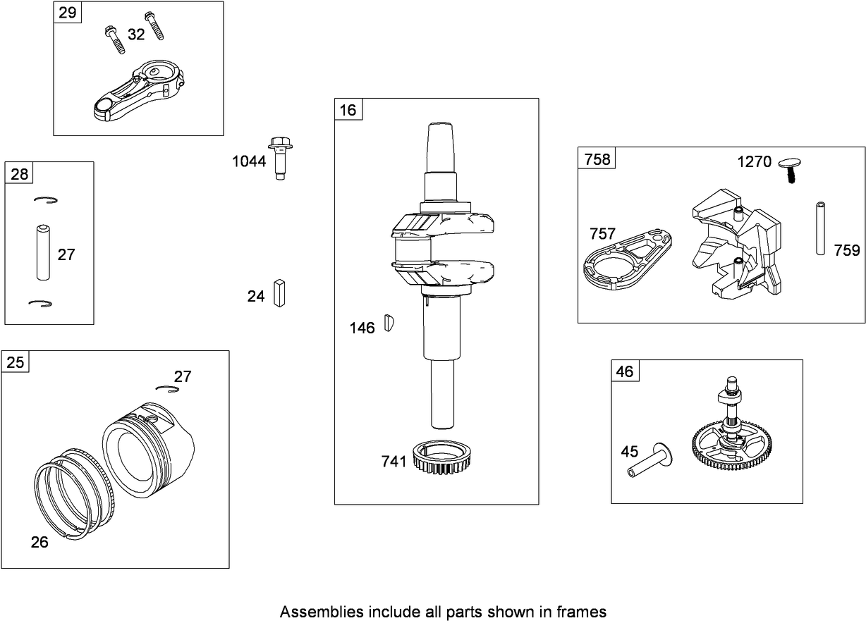Crankshaft and Piston/Ring Assembly  Briggs and Stratton 331777-0946-B2