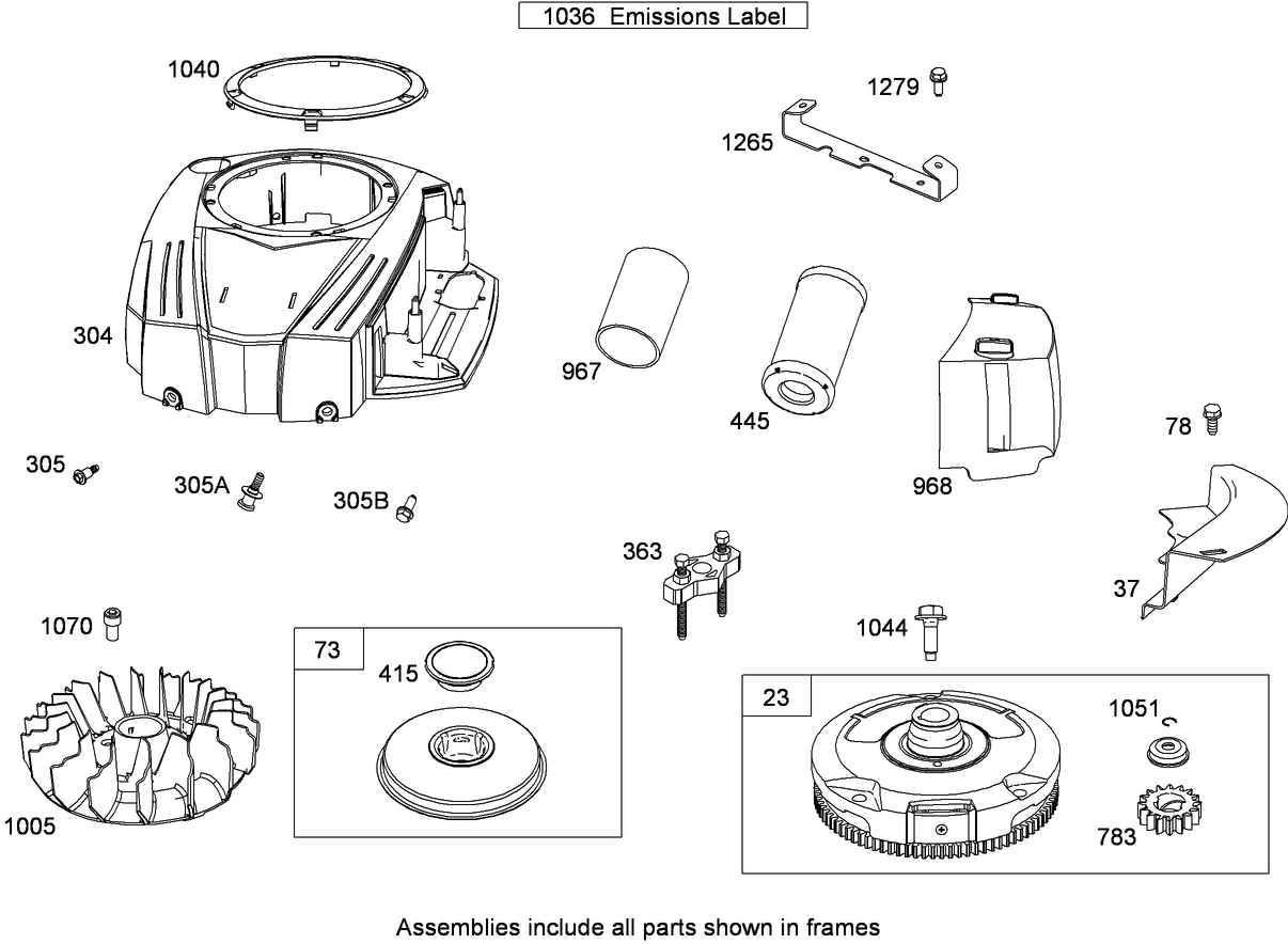 Blower Housing, Flywheel and Air Guide Assembly  Briggs and Stratton 331777-0946-B2