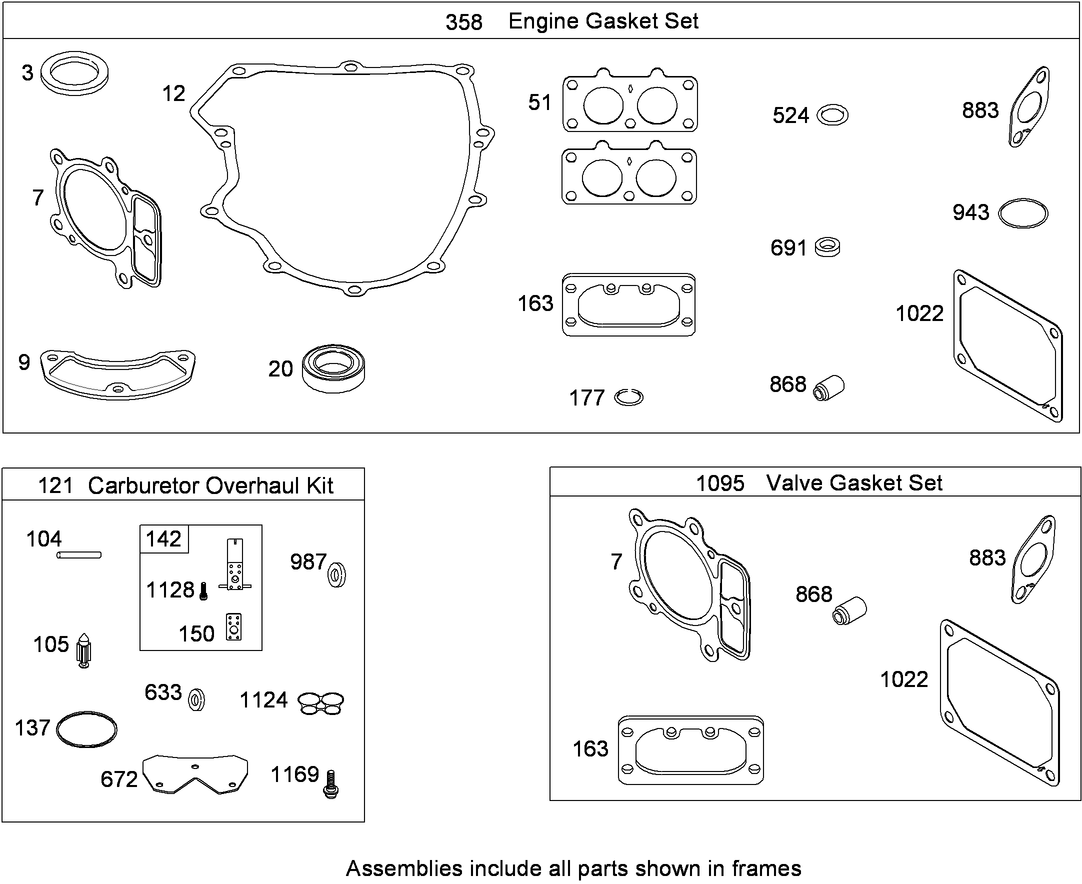 Engine Gasket and Carburetor Overhaul Kits  Briggs and Stratton 407777-0550-E1