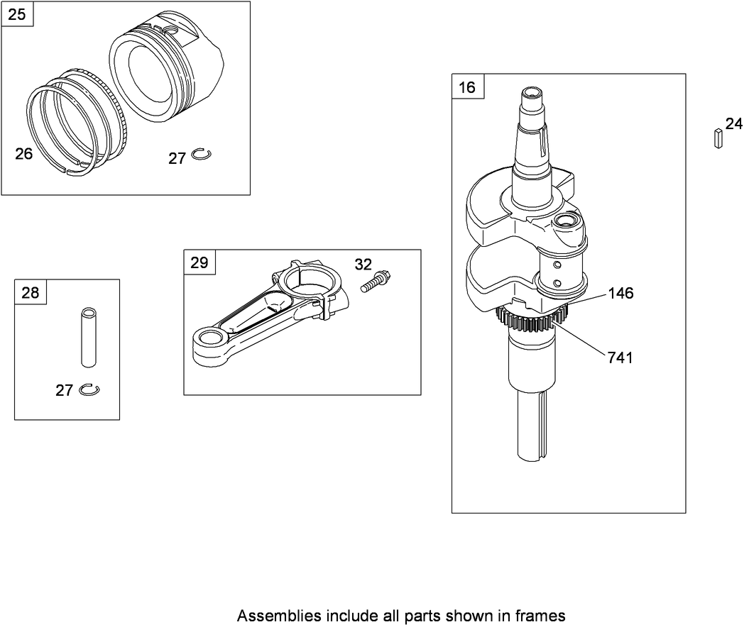 Crankshaft and Piston/Ring Assembly  Briggs and Stratton 407777-0550-E1