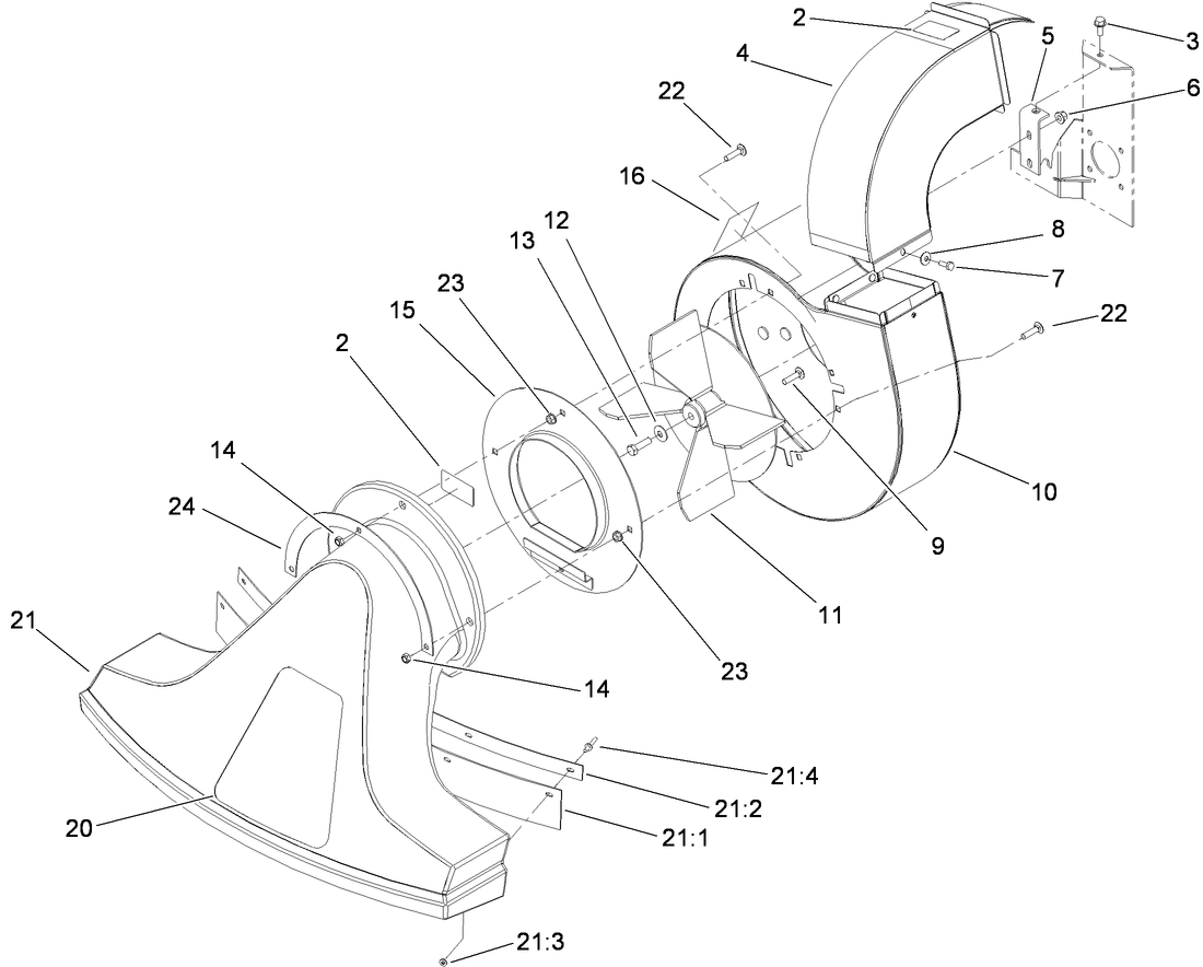 Blower, Fan and Snout Assembly