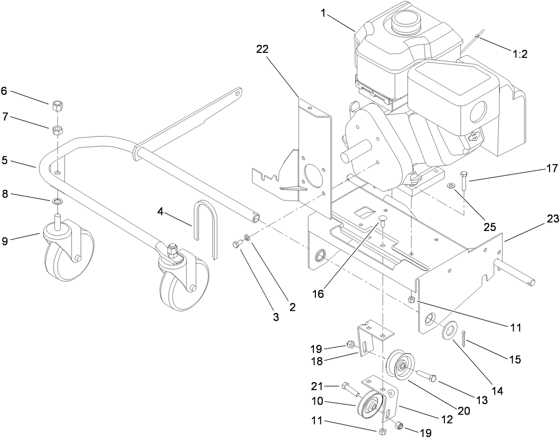 Engine and Front Wheel Assembly