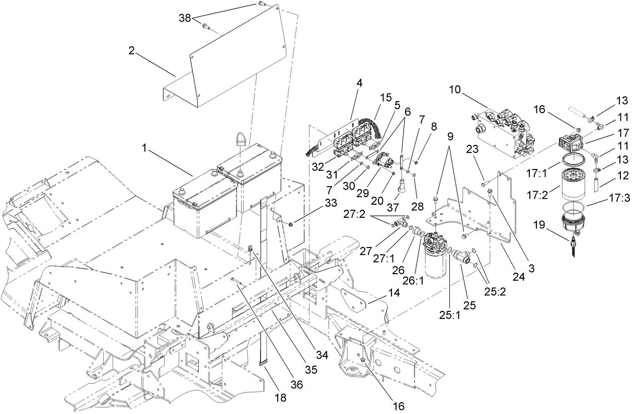 Battery and Lift Manifold Assembly