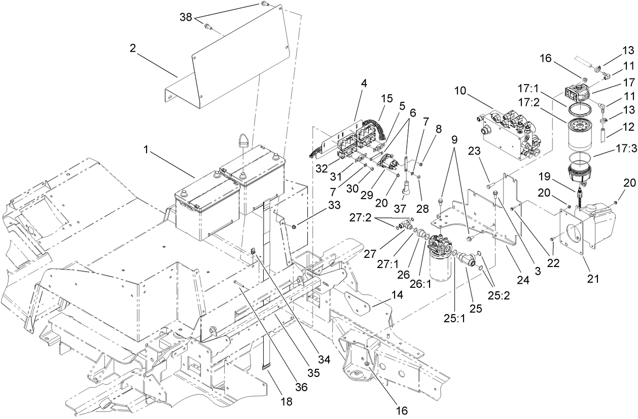 Battery and Lift Manifold Assembly