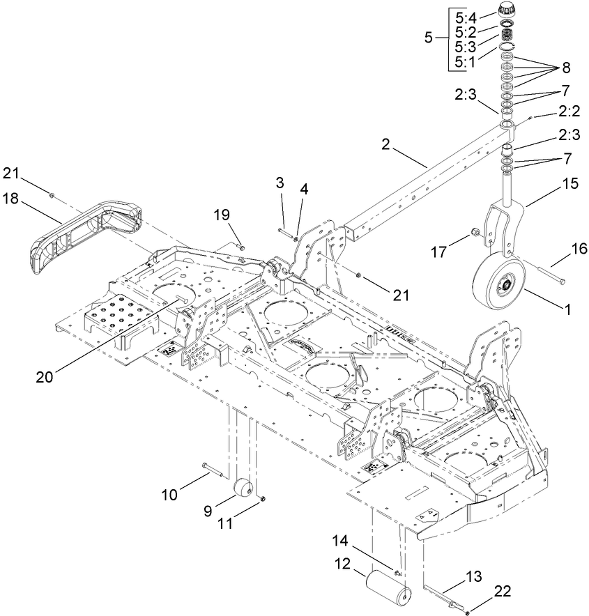 Center Deck  Roller, Skid and Caster Wheel Assembly