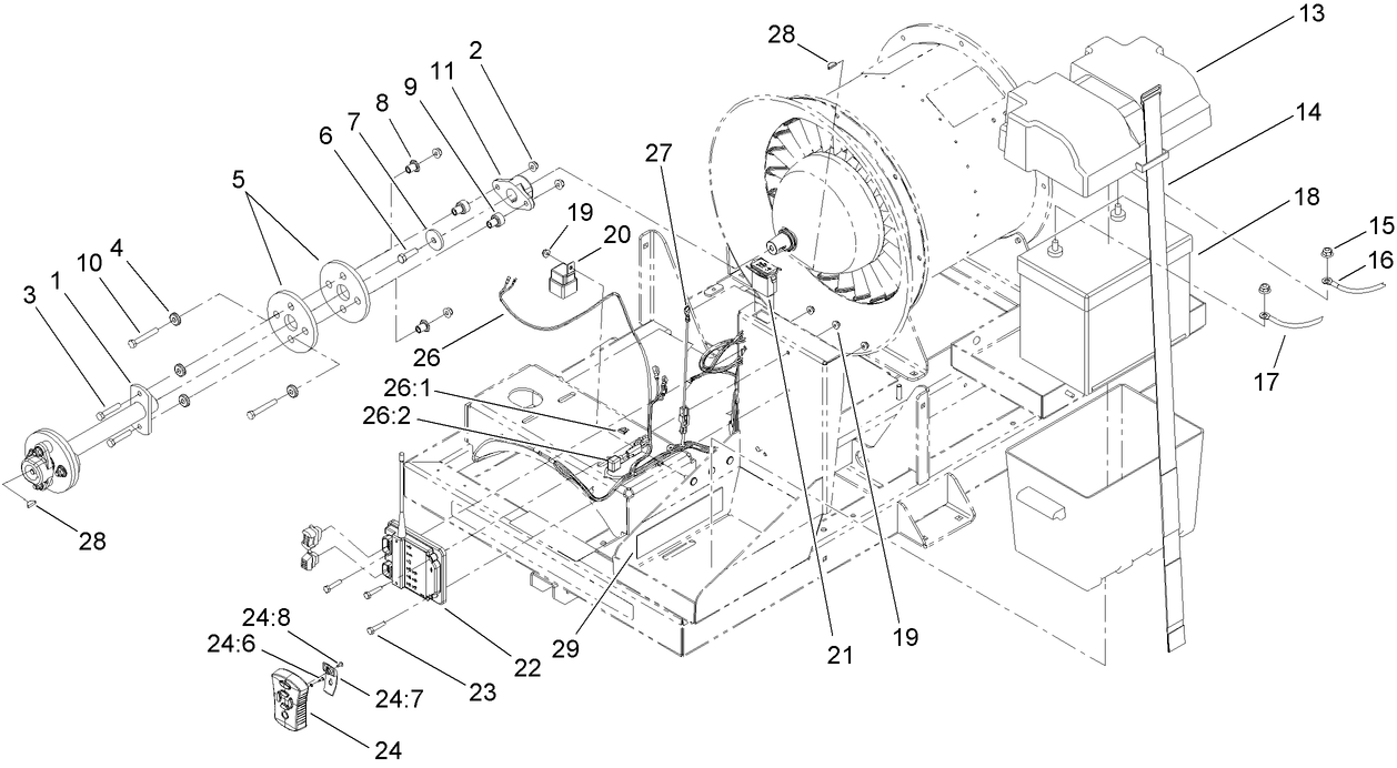 Clutch, Battery and Electrical Component Assembly