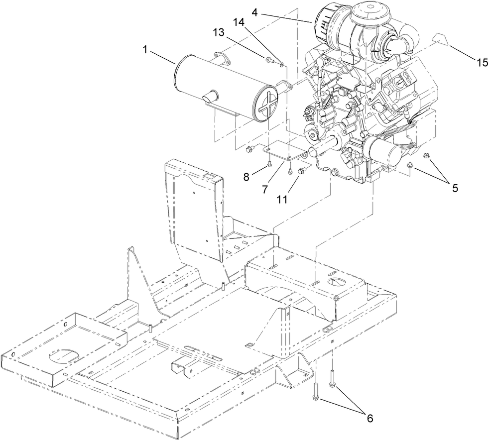 Engine and Muffler Assembly