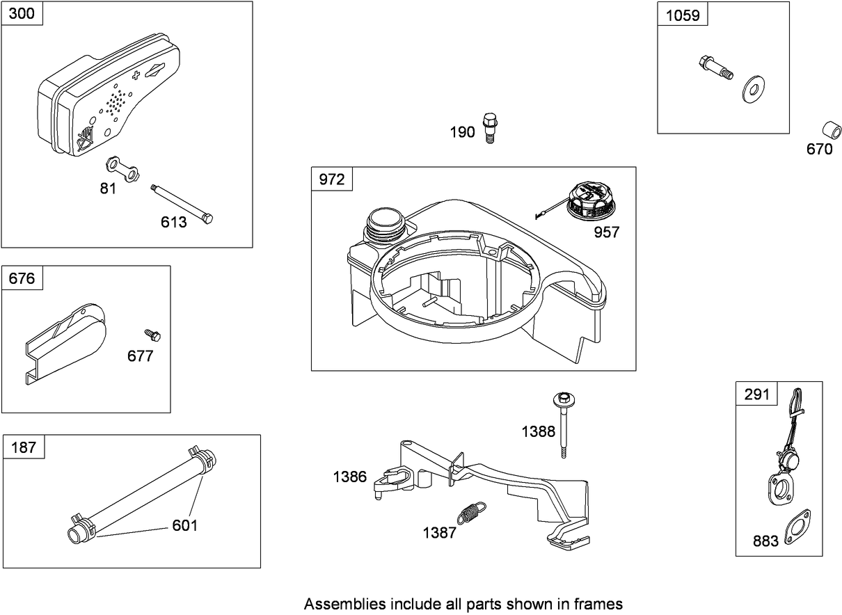 Muffler and Fuel Tank Assembly  Briggs and Stratton 126T02-0236-B1