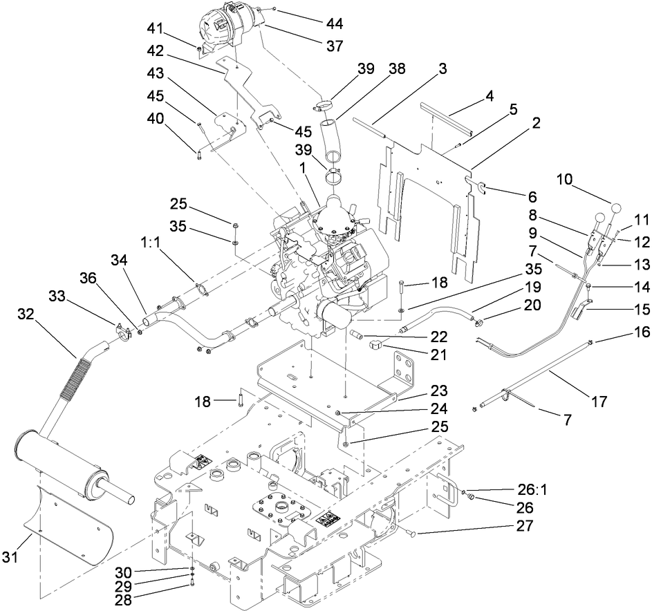 Engine and Mount Assembly