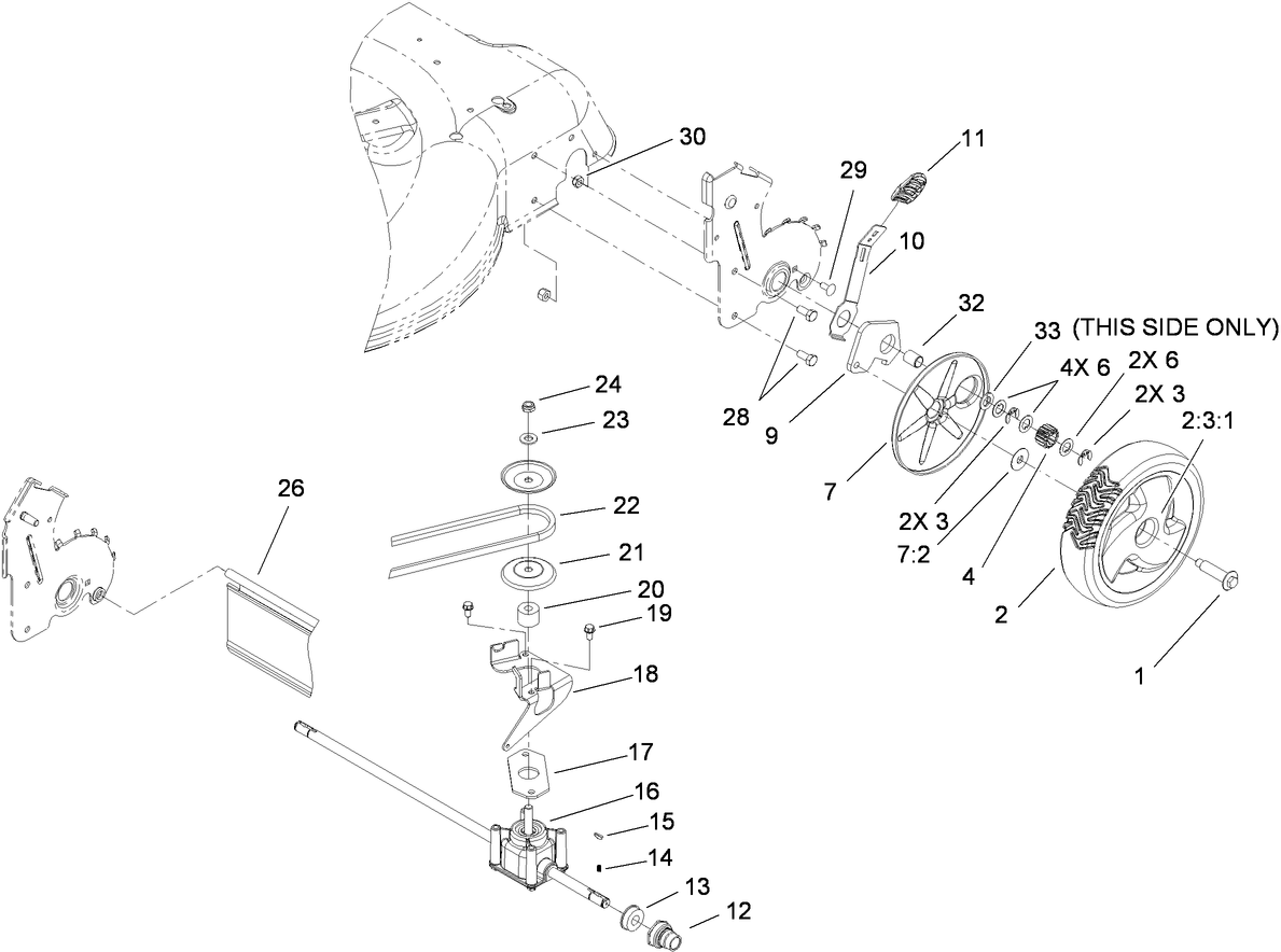 Rear Axle, Wheel and Transmission Assembly