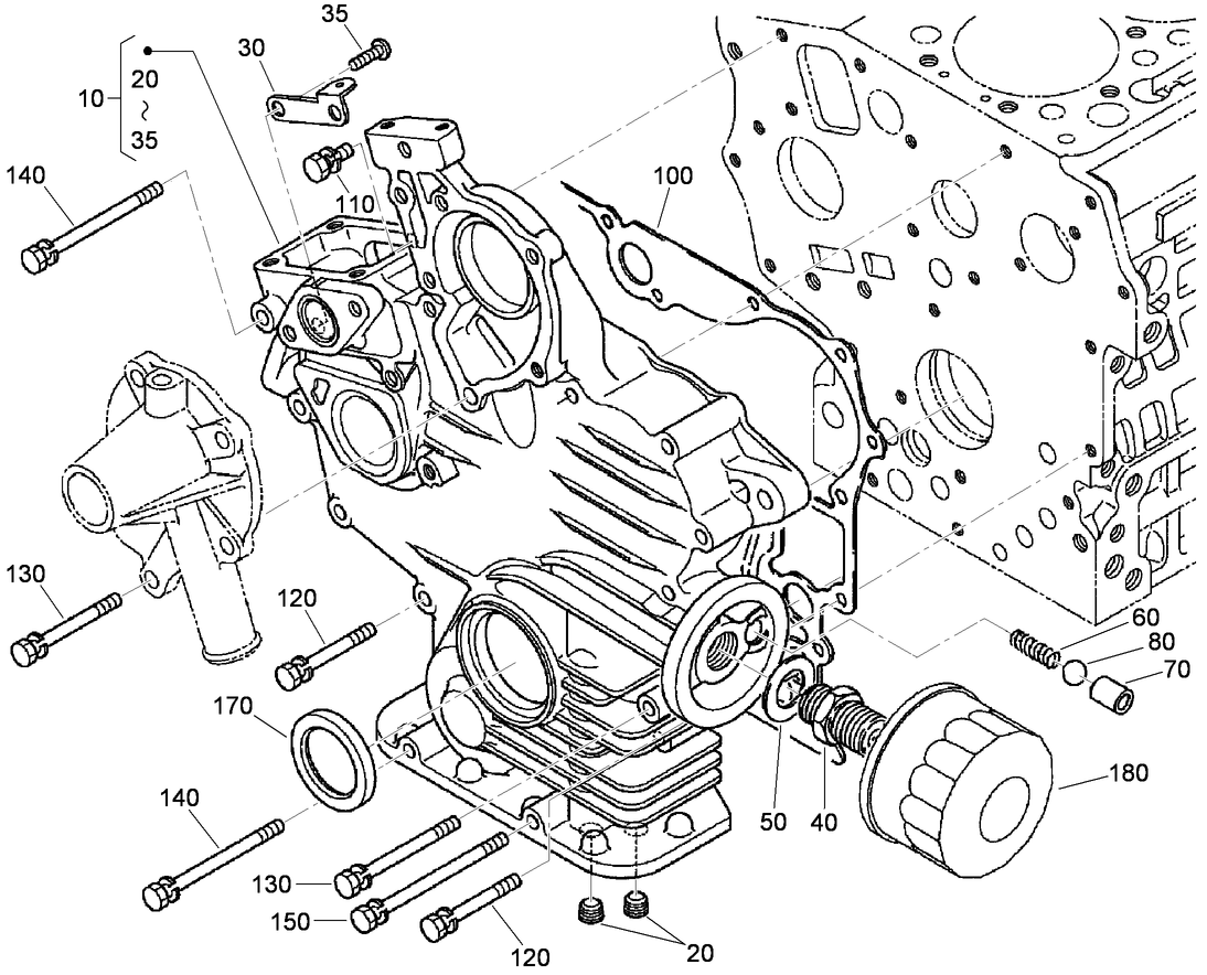 Gear Case and Oil Filter Cartridge Assembly