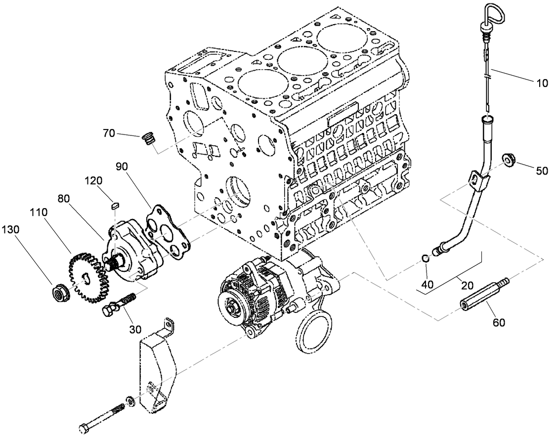 Dipstick, Guide and Oil Pump Assembly