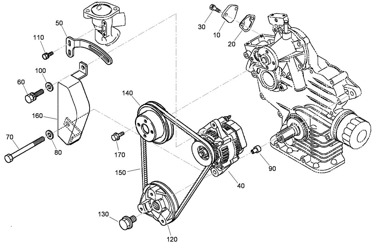 Alternator, Pulley and Fuel Pump Cover Assembly