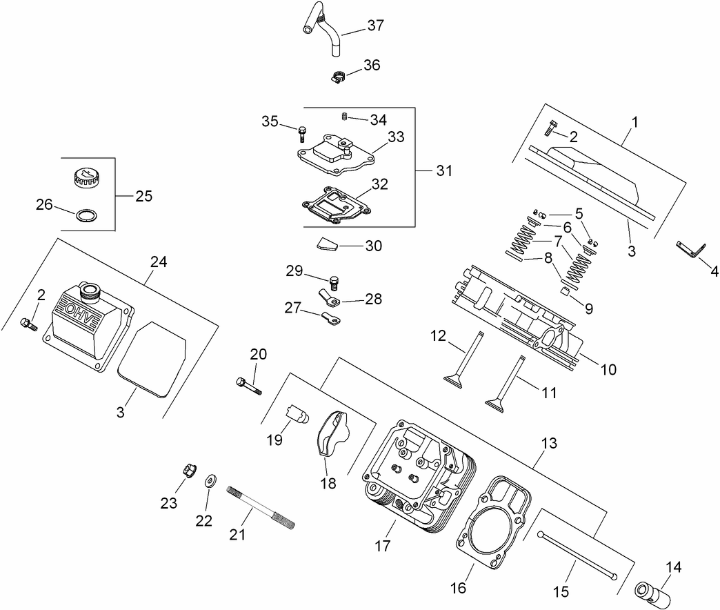 Head, Valve and Breather Assembly Kohler CH740-3126