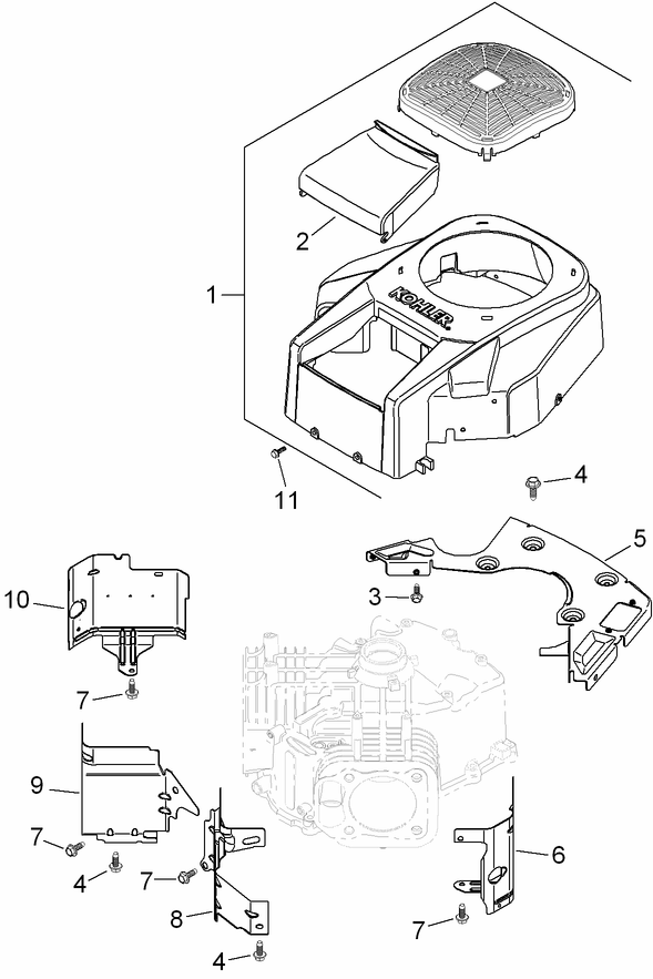 Blower Housing Assembly Kohler SV730-0025