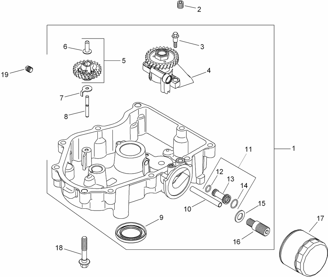 Oil Pan and Lubrication Assembly  Kohler SV710-0027