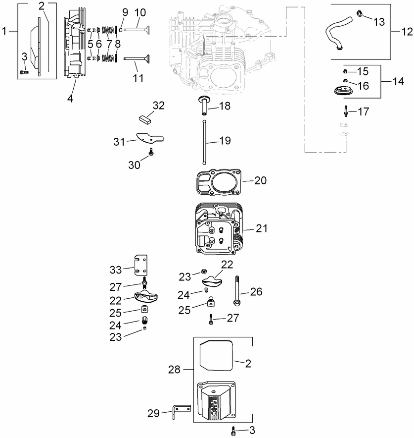 Head, Valve and Breather Assembly  Kohler SV710-0027