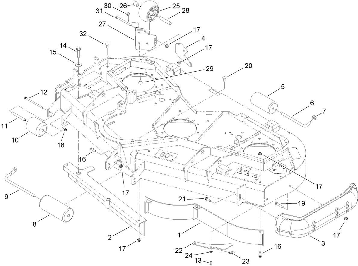 Deck Baffle and Roller Assembly