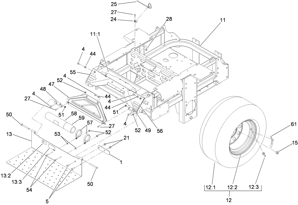 Main Frame and Rear Wheel Assembly