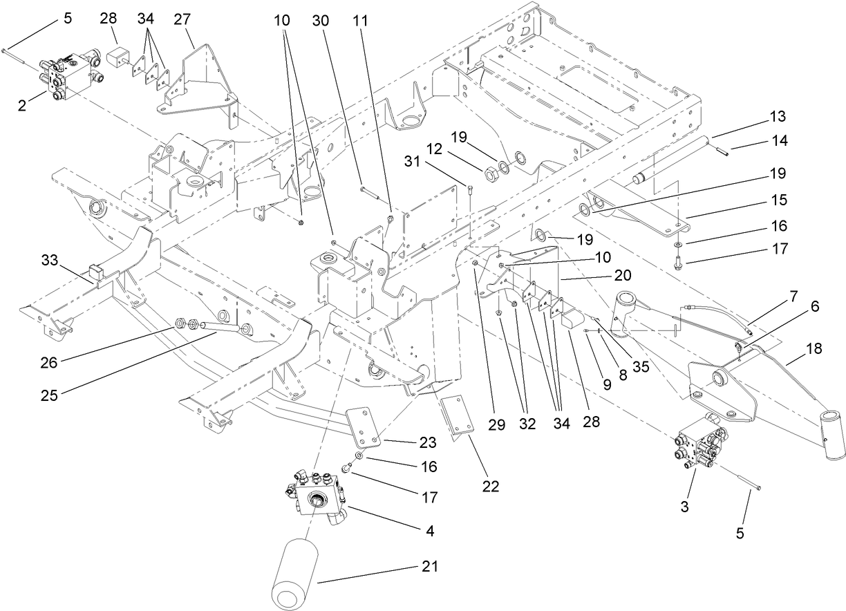 Frame, Rear Axle Mount and Bumper Assembly