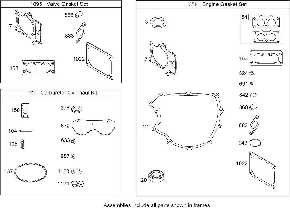 Engine Gaskets and Carburetor Overhaul Kit  Briggs and Stratton 44K777-0125-G1