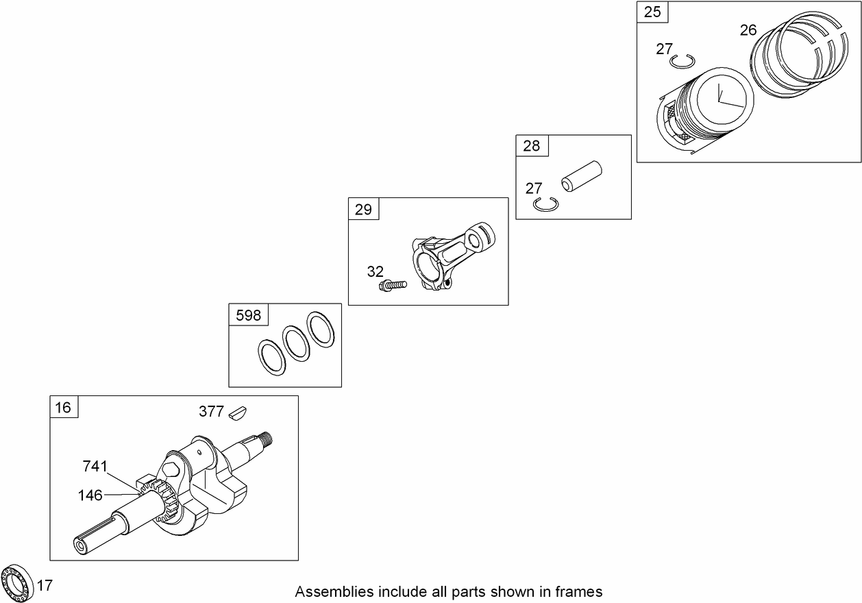 Crankshaft and Piston/Ring Assembly Briggs and Stratton 295440-0158-G1