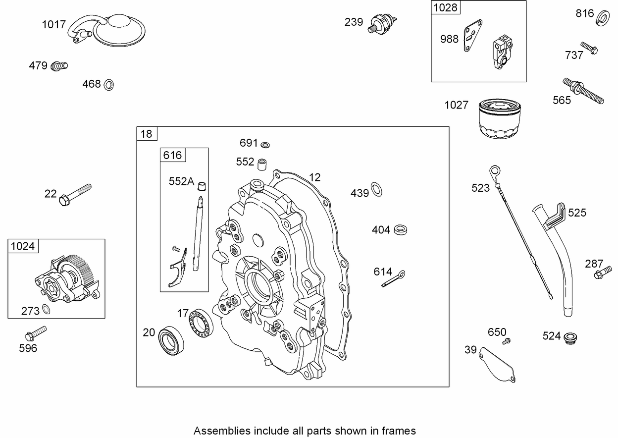 Crankcase Cover/Sump Assembly Briggs and Stratton 295440-0158-G1