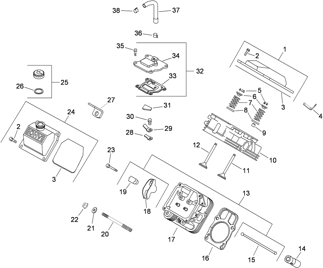 Head, Valve and Breather Assembly  Kohler CH740-3118