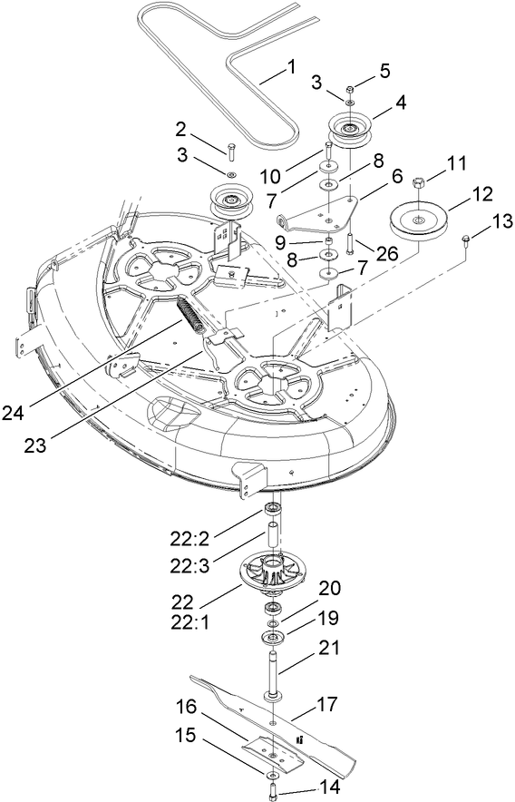 42 Inch Deck Spindle and Belt Drive Assembly