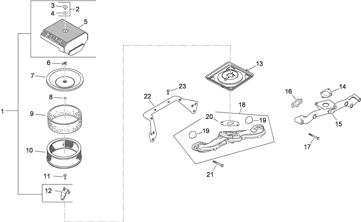 Air Intake and Filtration Assembly  Kohler CH640-3018