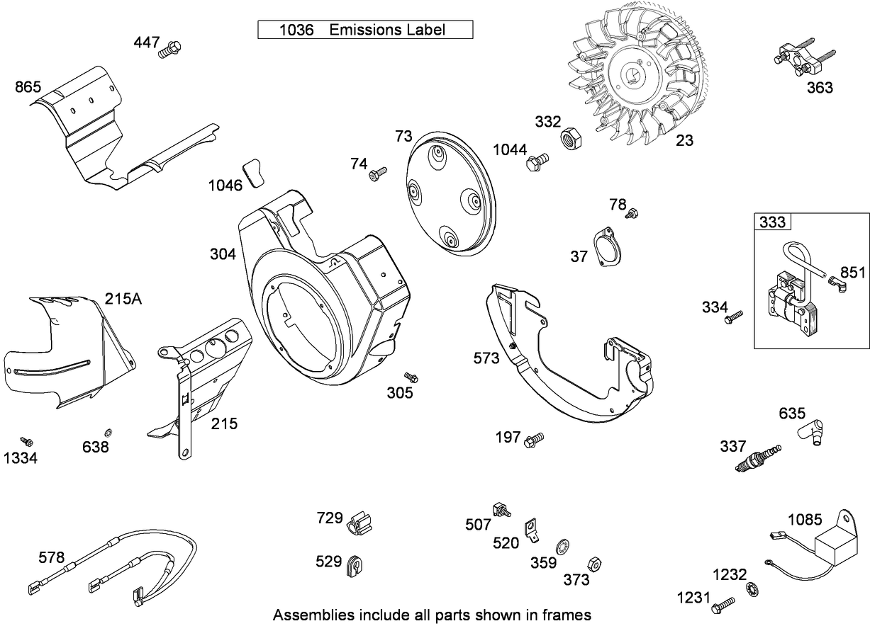 Blower Housing, Flywheel and Air Guide Assembly Briggs and Stratton 295440-0158-G1
