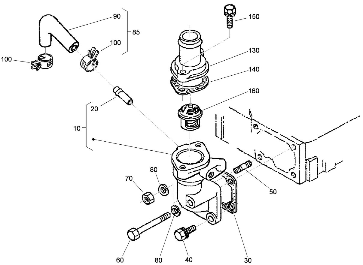 Water Flange and Thermostat Assembly