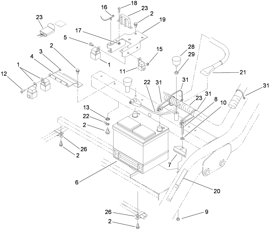 Battery and Electrical Component Assembly