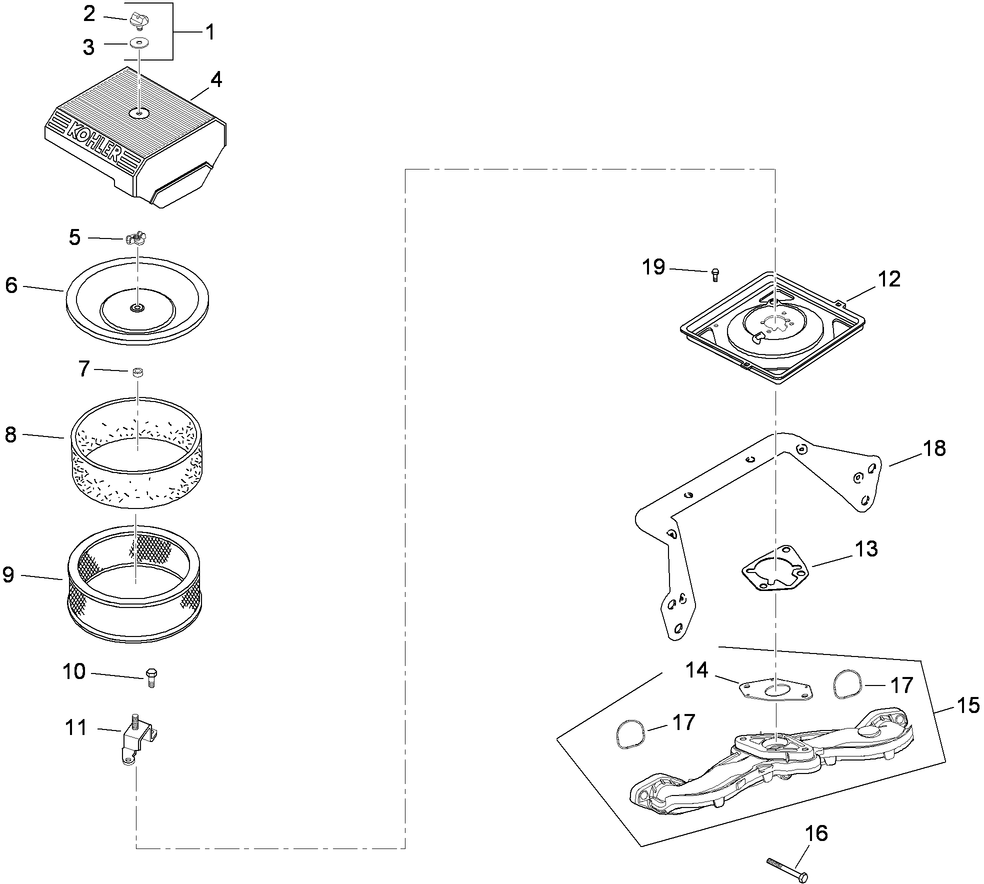 Air Intake and Filtration Assembly Kohler CH23S-76585